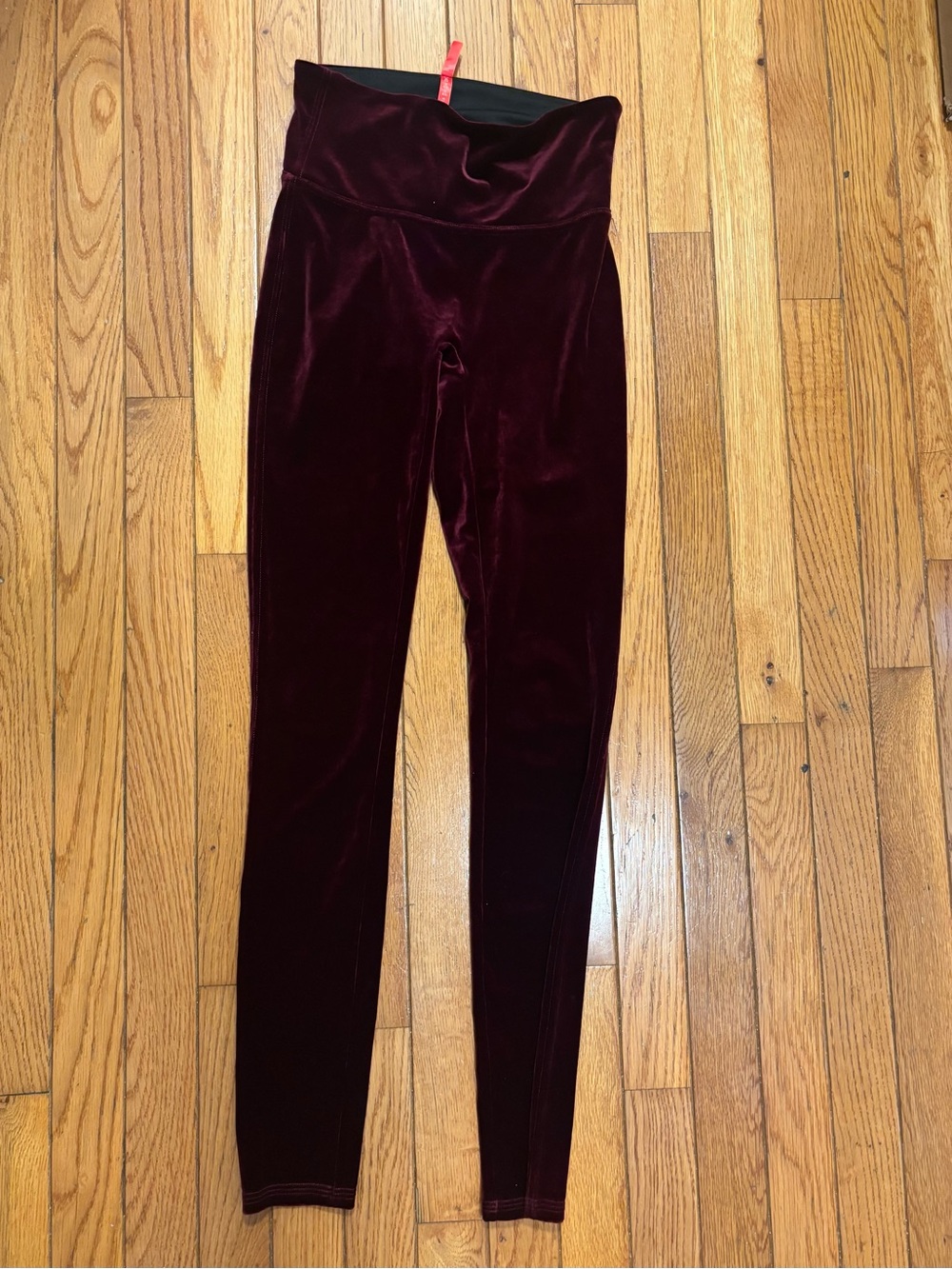 Spanx Burgundy Velvet High-Waist Leggings
